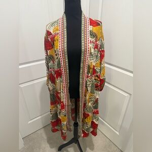 Cato Vibrant Red and Green Kimono
